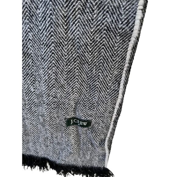 J Crew Scarf Black White Herringbone Print - Picture 5 of 6